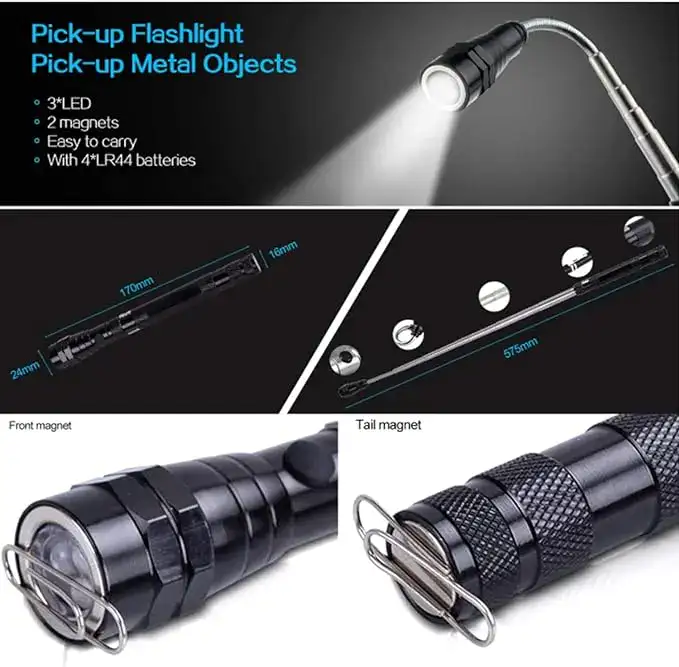 LED flashlight with magnetic head